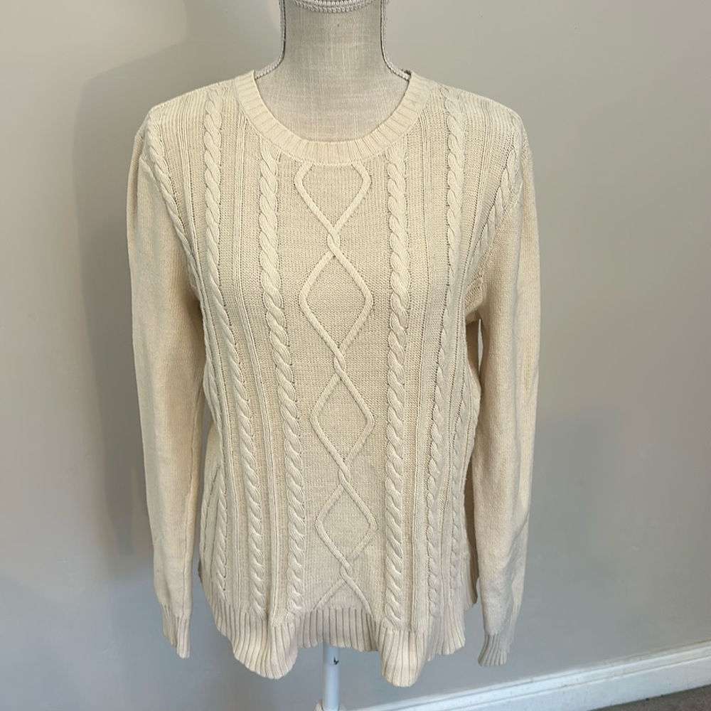 Chaps Cream Cable Knit Sweater Size XLarge